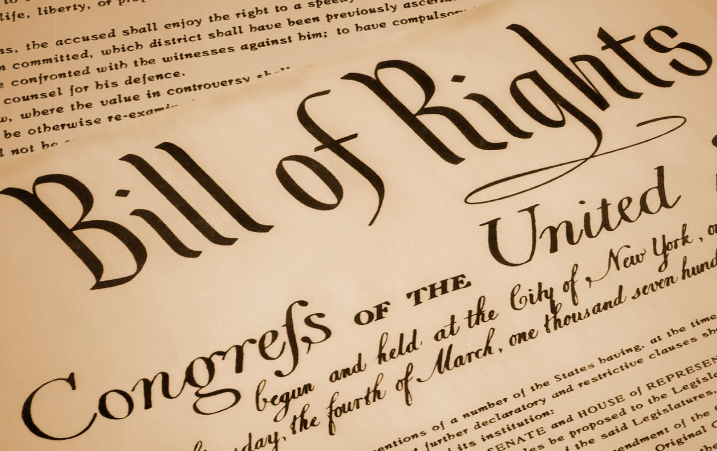 A replica of the United States Bill of Rights.
