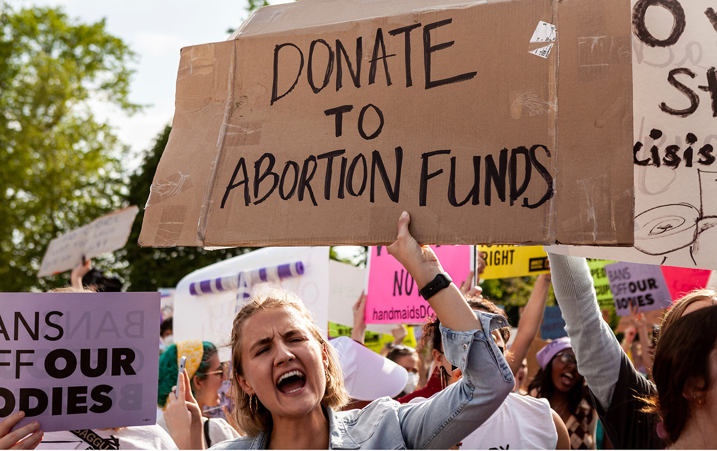 Abortion-rights protesters at the Supreme Court