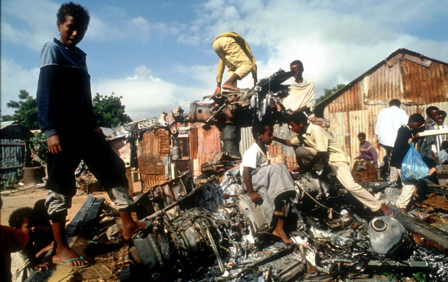 American military helicopter wreckage in Mogadishu