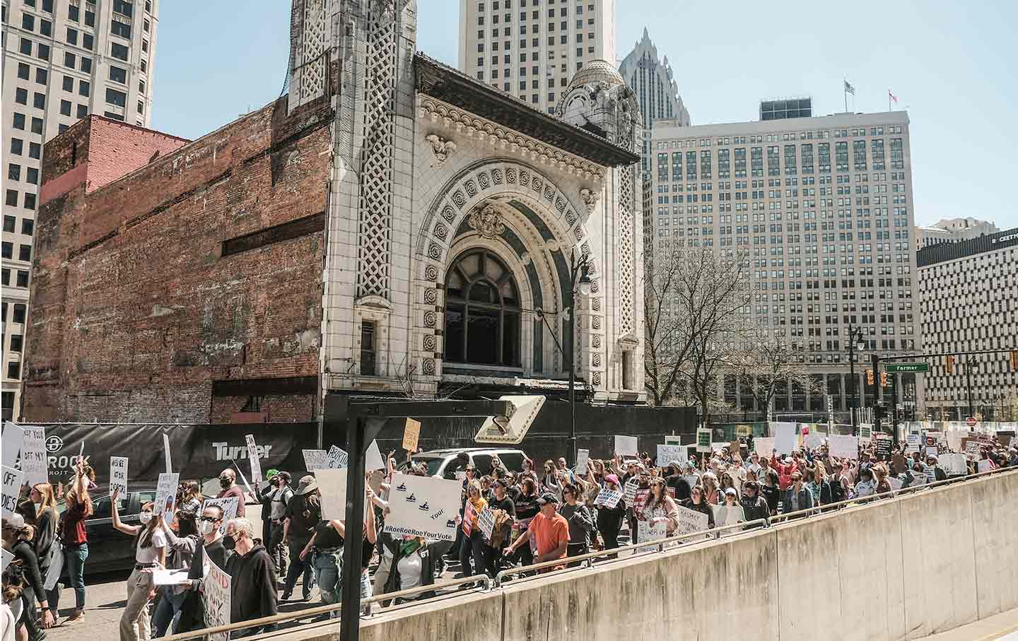 Abortion-rights protesters in Detroit