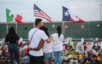 Mourners at the site of the El Paso shooting