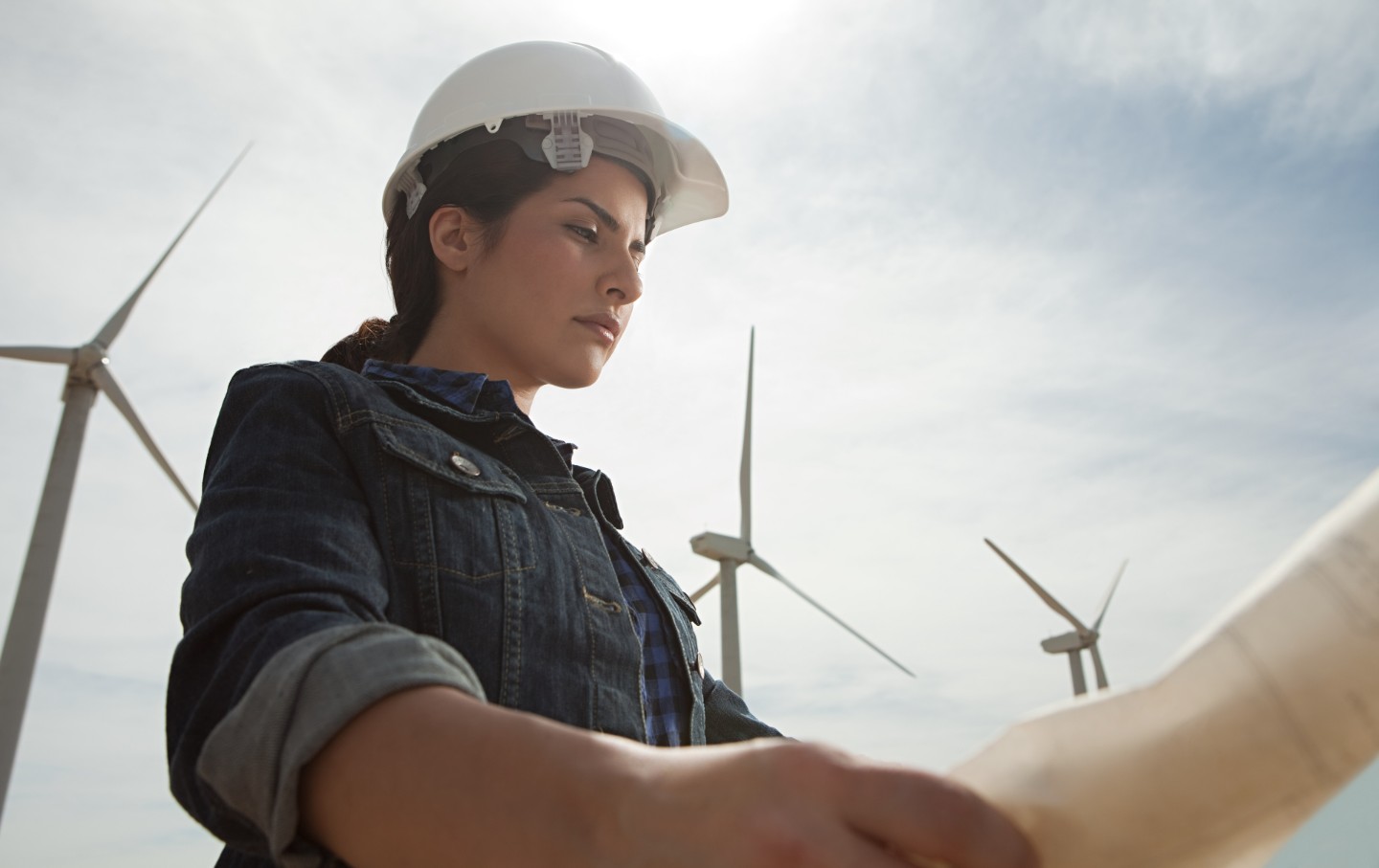 Worker with Wind Turbines