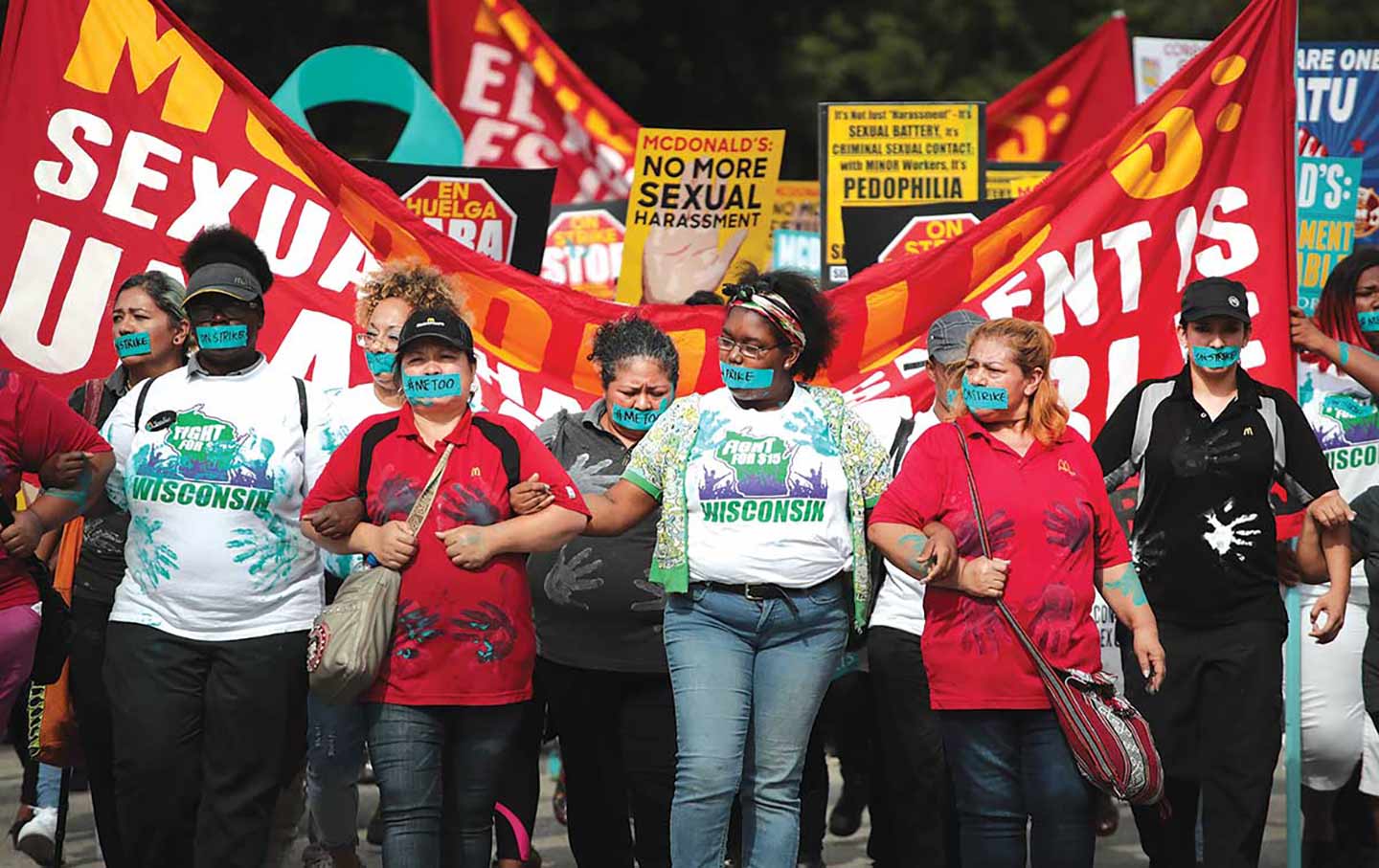 McDonald’s workers striking against sexual harassment