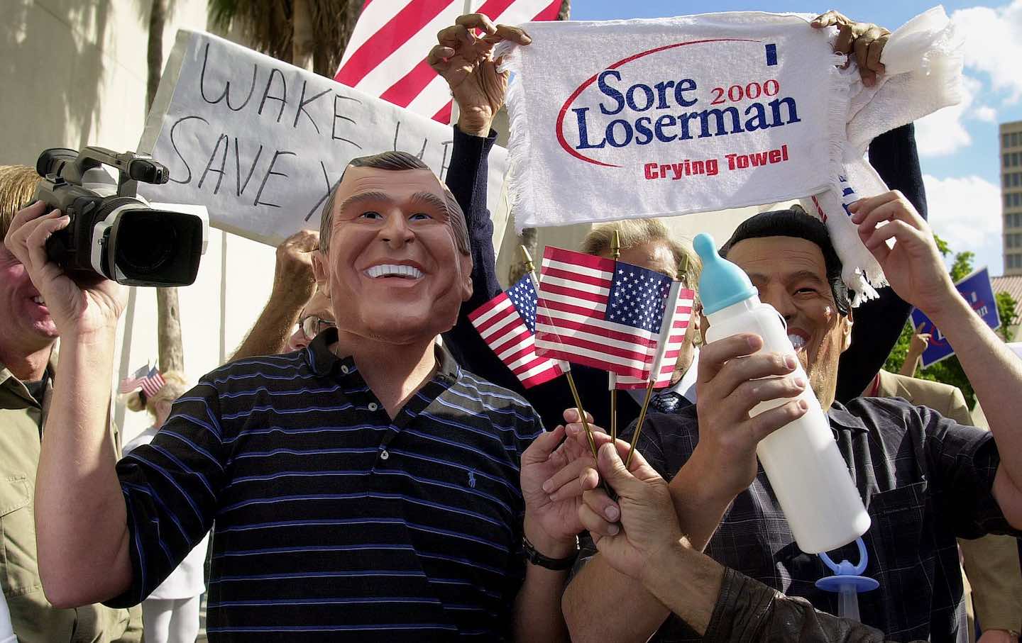 New Yorker Chuck Walker (L) dressed as Republican