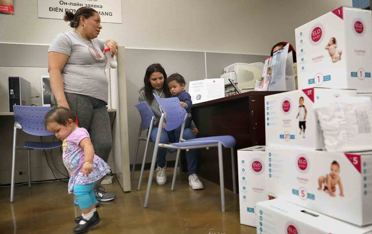 Families at a diaper bank in San Francisco