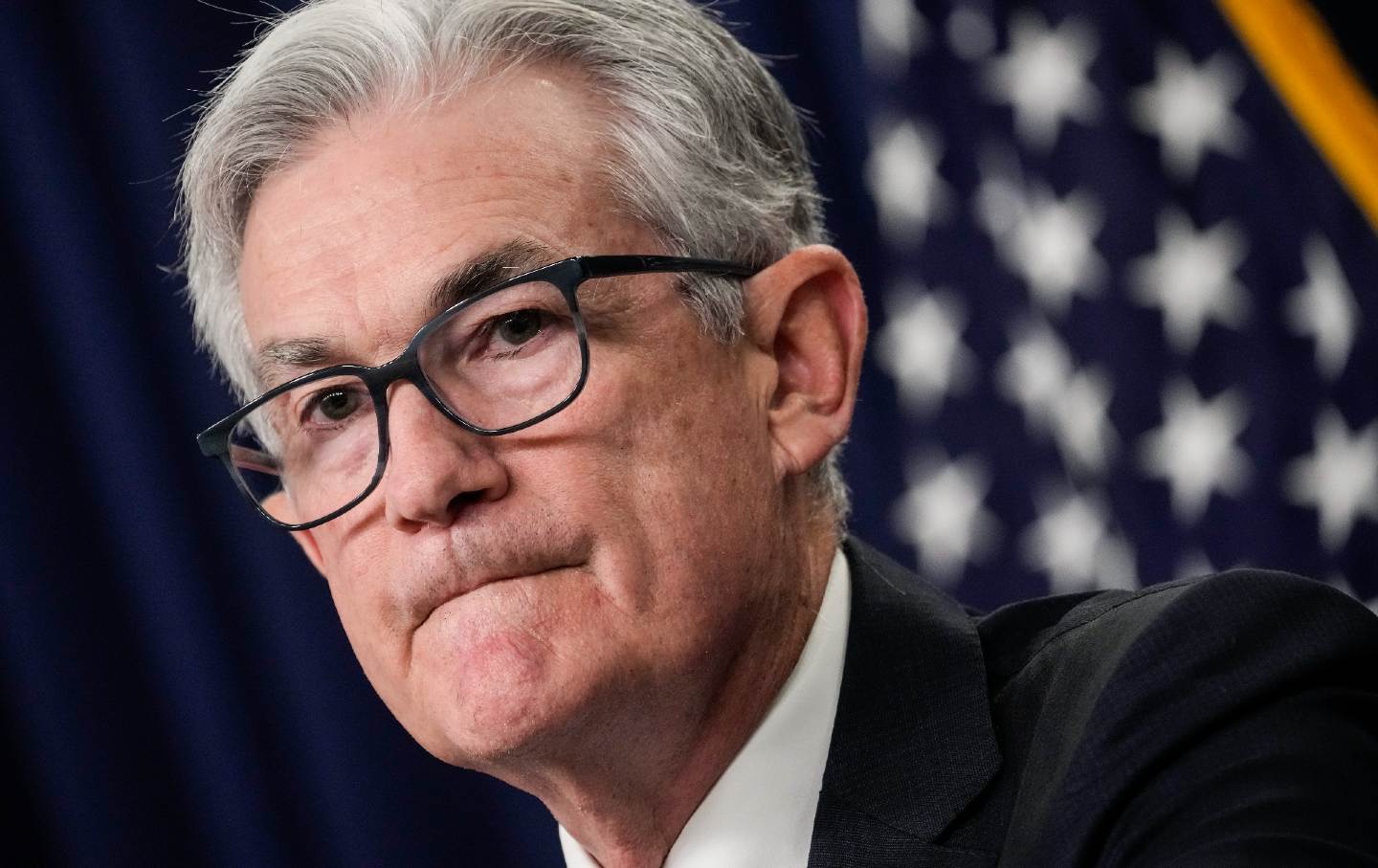 Federal Reserve Board Jerome Powell at a news conference after a Federal Open Market Committee meeting.
