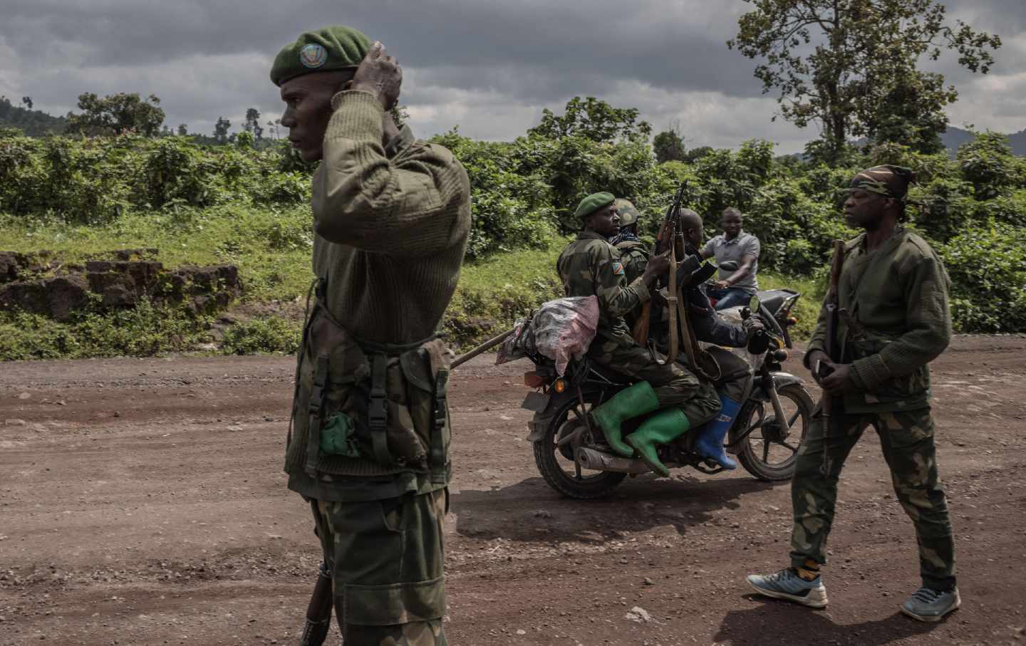 Soldiers patrol Goma, a town in eastern Democratic Republic of Congo. It was attacked by M23 rebels in clashes with the Congolese army.
