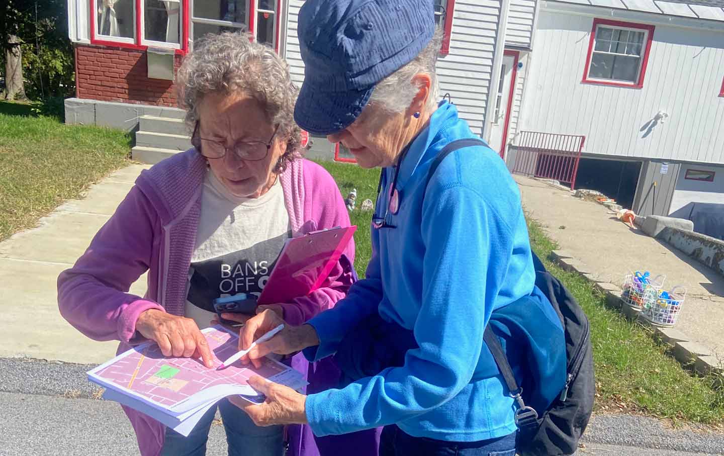 Canvassers in Vermont looking at a turf map