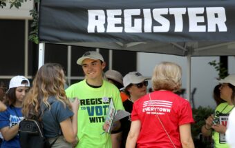 Parkland students help register voters in Tallahassee in July, 2018.