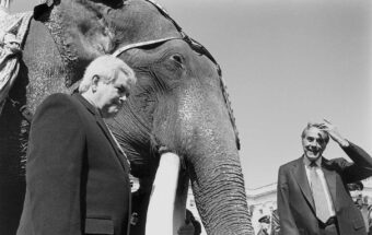 Newt Gingrich and Bob Dole at a circus on Capitol Hill, 1995.