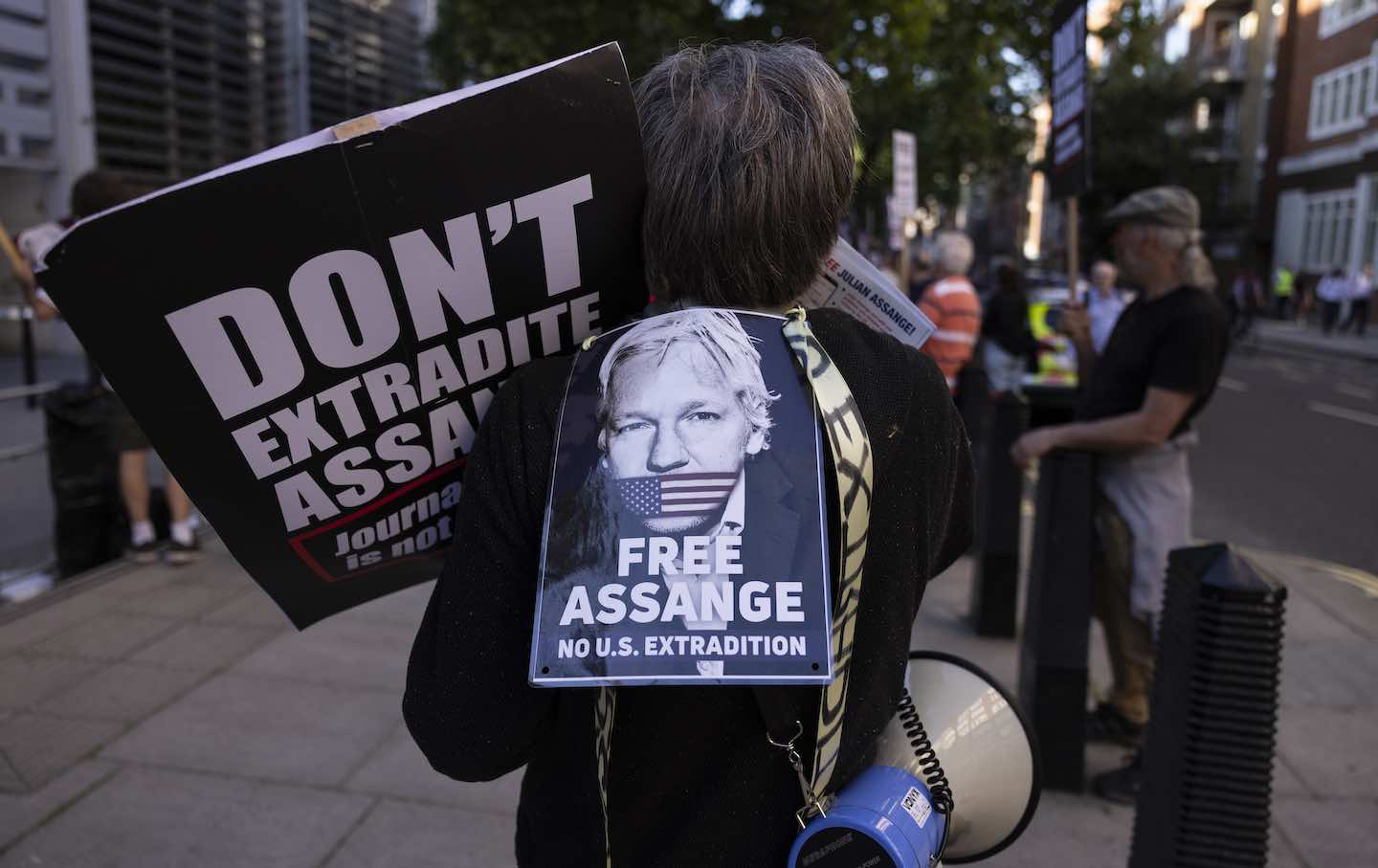 Protesters demanding Julian Assange's release