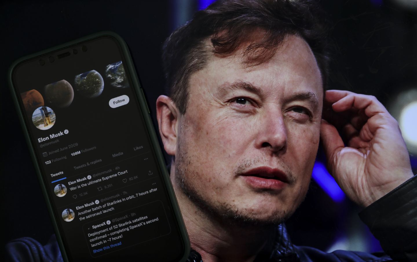 Elon Musk and his Twitter profile.