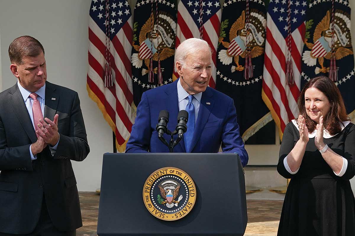 President Joe Biden with Labor Secretary Marty Walsh