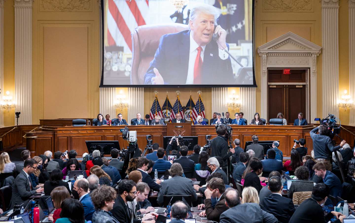Trump on a screen during the January 6 hearings