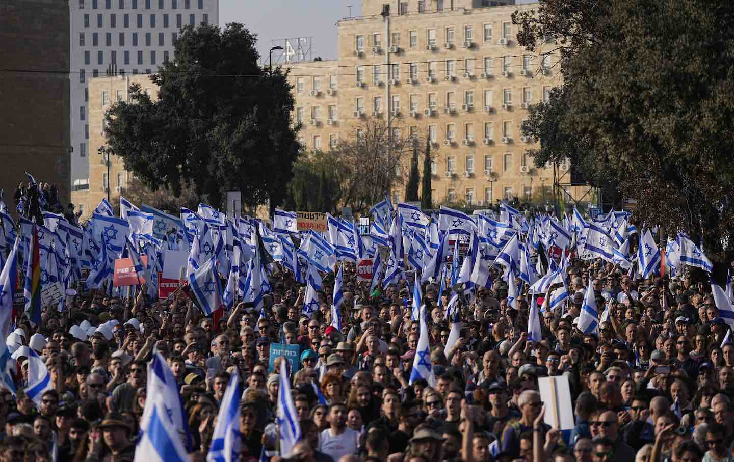 Israelis protest against plans by Prime Minister Benjamin Netanyahu's new government to overhaul the judicial system