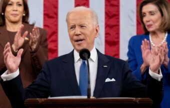 US President Joe Biden arrives to deliver the State of the Union address on March 1, 2022 in Washington, DC.