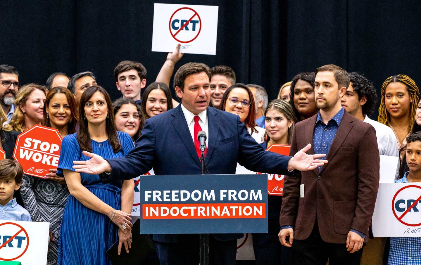 Ron DeSantis addresses crowd while signing bill HB7