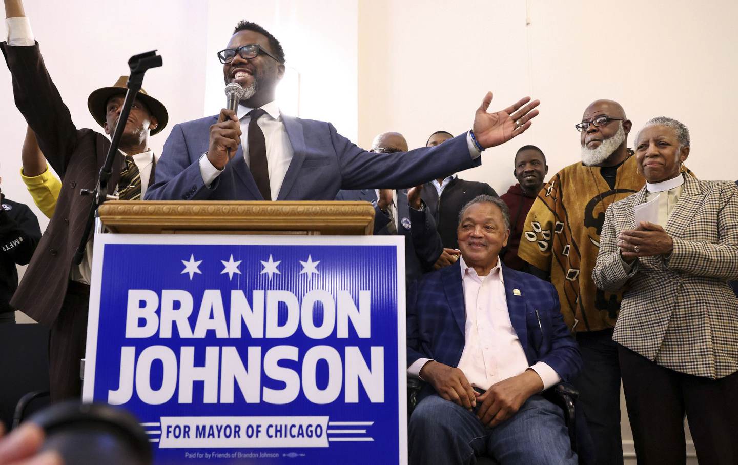 Chicago mayoral candidate Brandon Johnson speaks