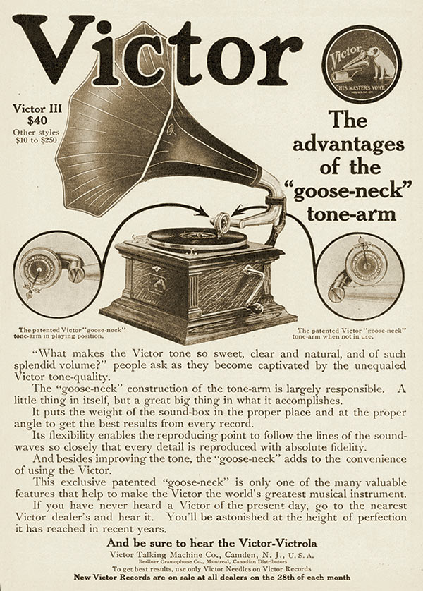 A Victor III phonograph, priced at $40, in a 1911 magazine ad