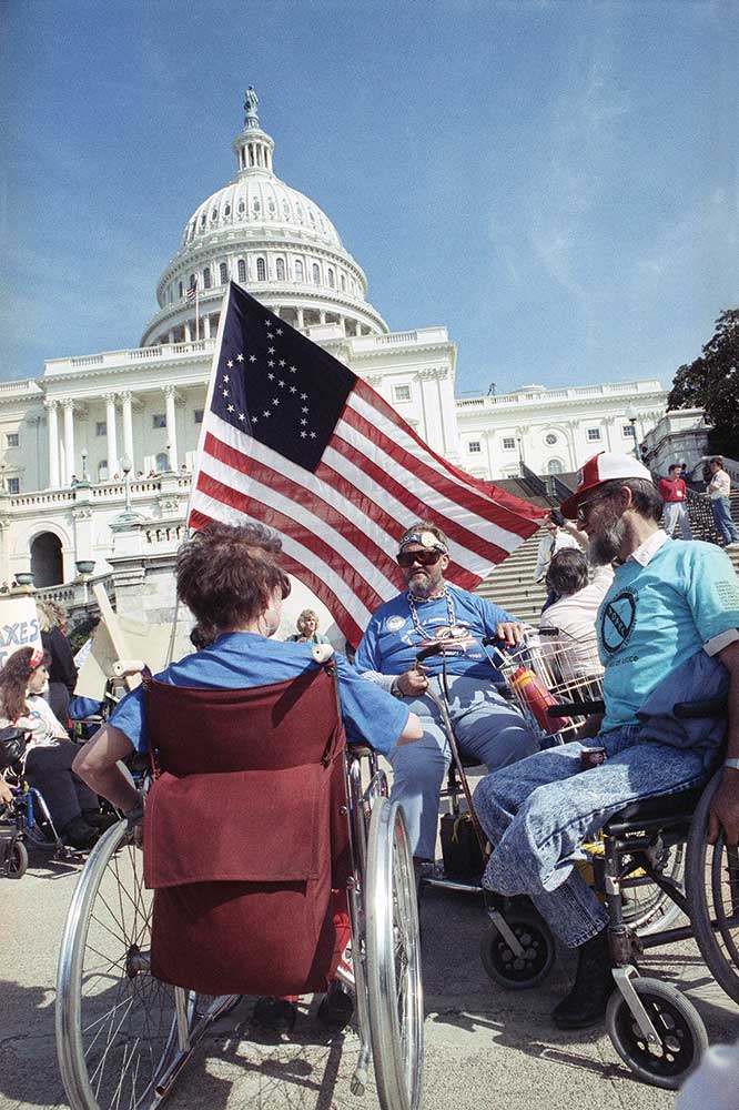 In 1990, disability activists staged direct actions in Washington, D.C.