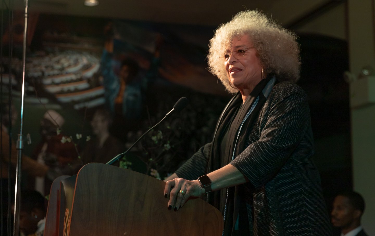 Angela Davis at a podium