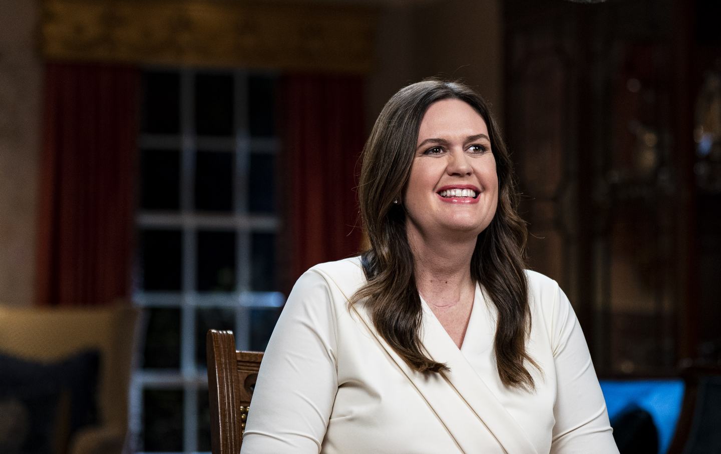 Sarah Huckabee Sanders, governor of Arkansas, speaks while delivering the Republican response to President Biden's State of the Union address on February 7, 2023.