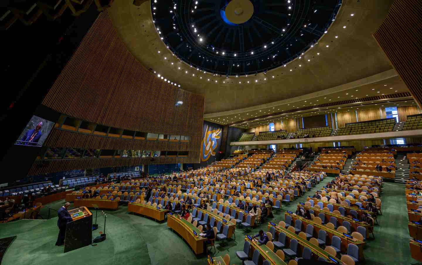 Ishmael Kalsakau speaks in the UN assembly hall