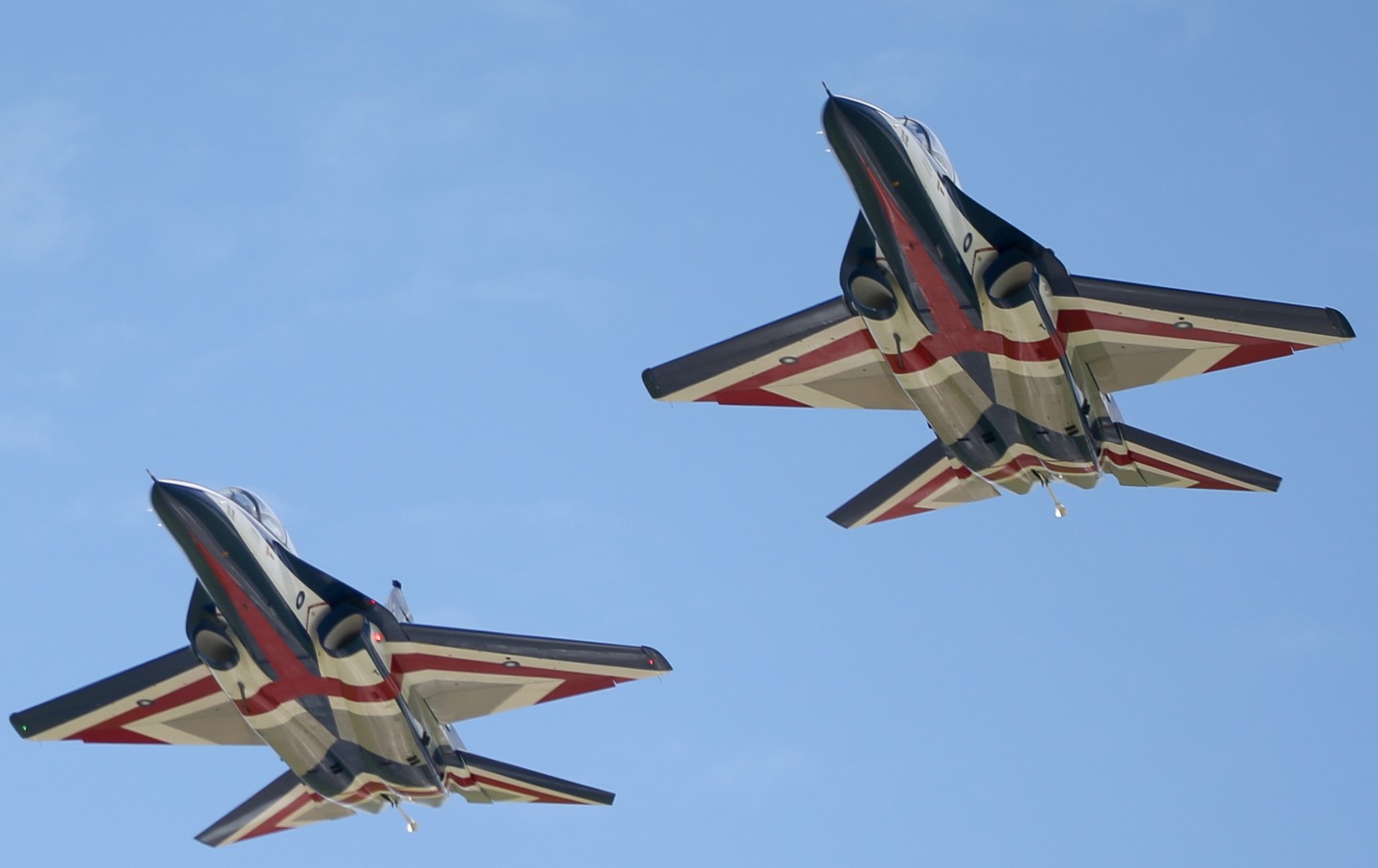 Taiwan Air Force Brave Eagle advanced jet trainers fly during a demonstration over in Taitung County, Taiwan, on Wednesday, July 6, 2022.