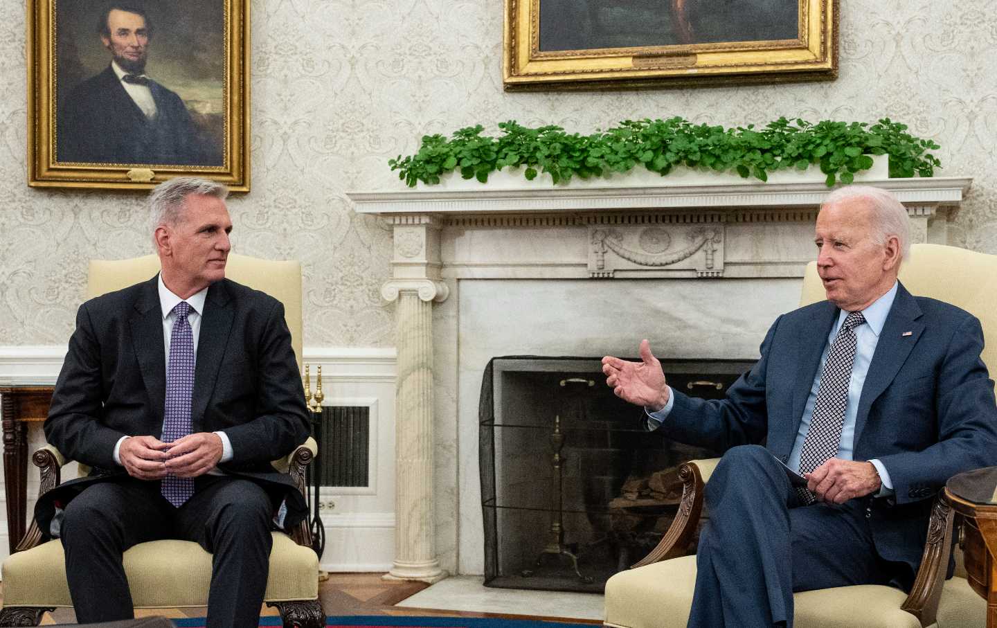 House Speaker Kevin McCarthy and President Joe Biden meet at the White House to discuss the debt ceiling.