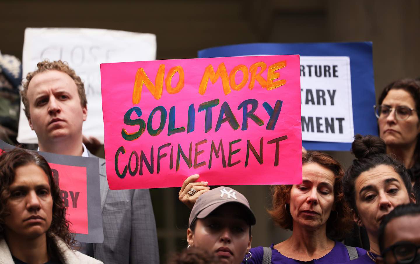 People gathered at City Hall in October 2022 for a rally to protest deaths in New York City's Rikers Island jail complex.