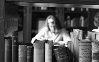 A student in the Mills College library, 1964.