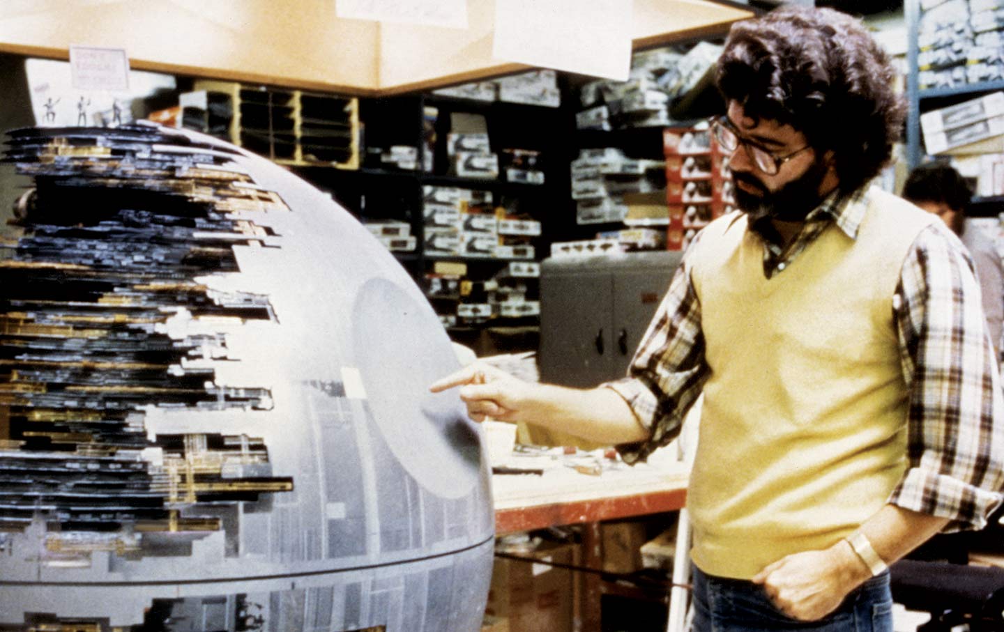 George Lucas looks at the Death Star.