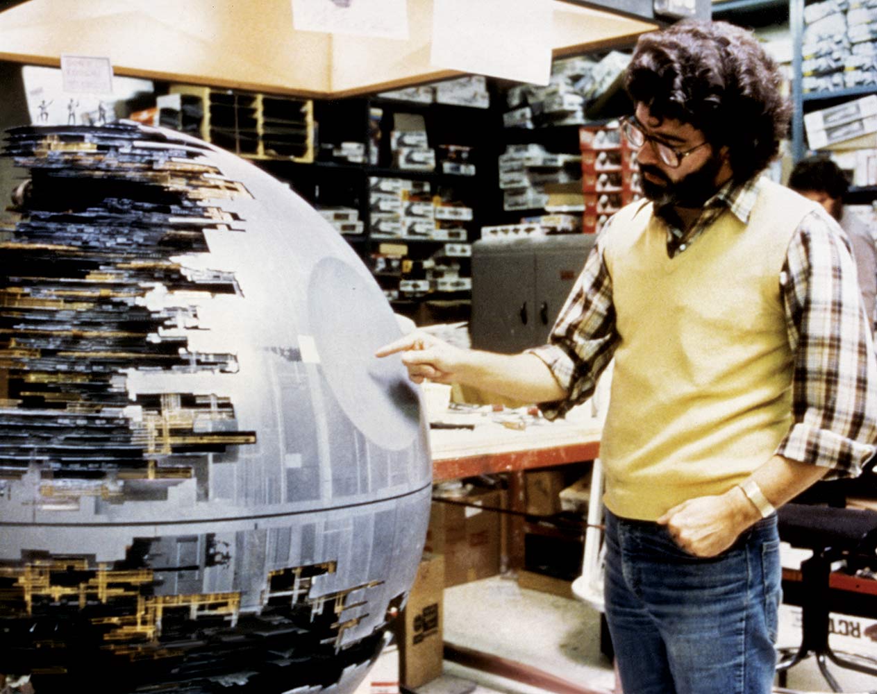 George Lucas looks at the Death Star.