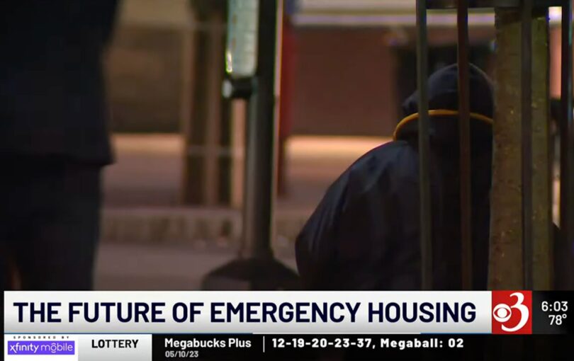 A screenshot from a report about the debate over emergency housing in Vermont on May 10, 2023.