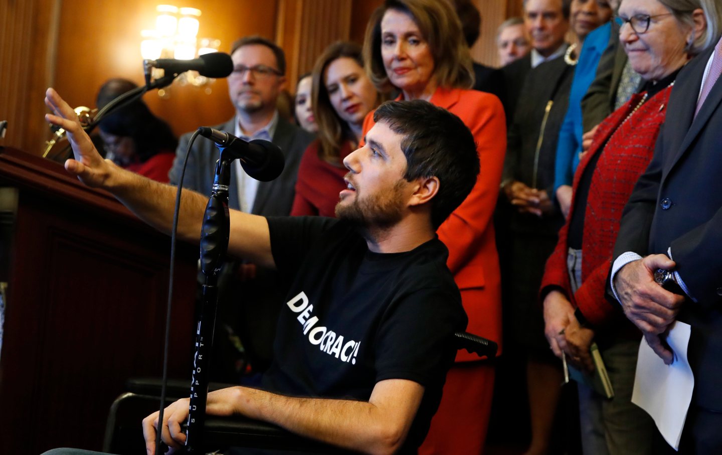 Ady Barkan speaks on Capitol Hill