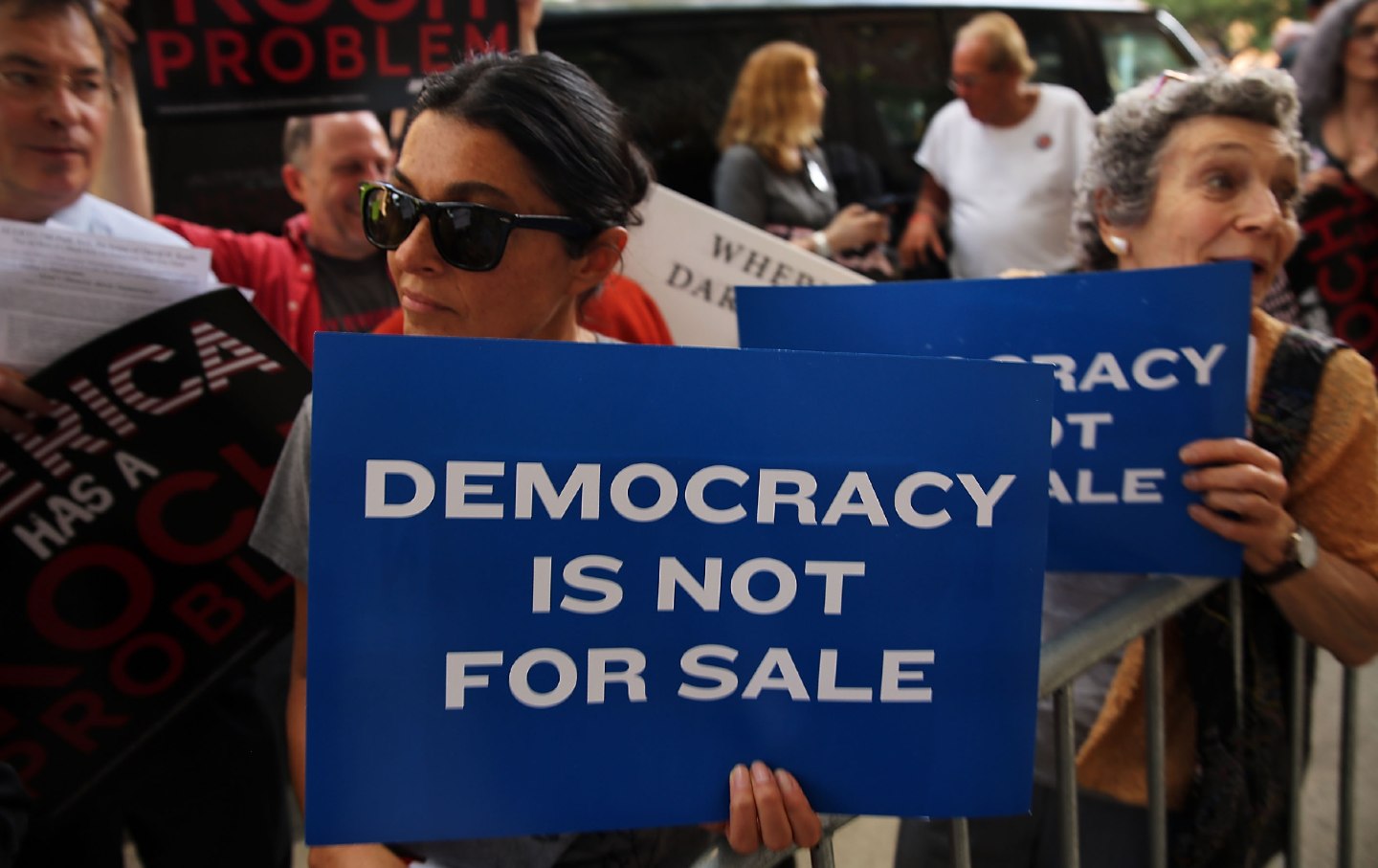 Protester with sign 