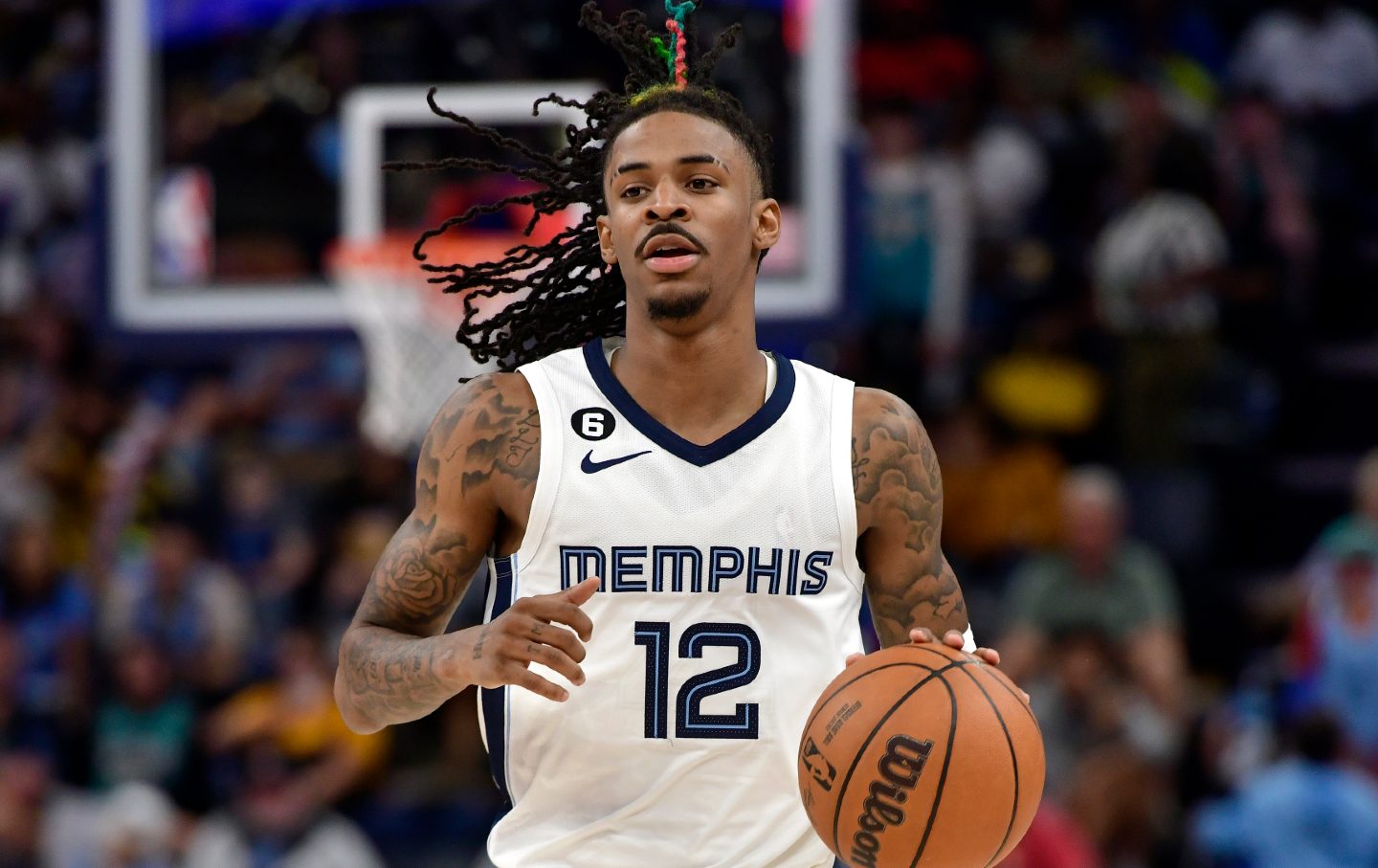 Ja Morant of the Memphis Grizzlies looks on during the game