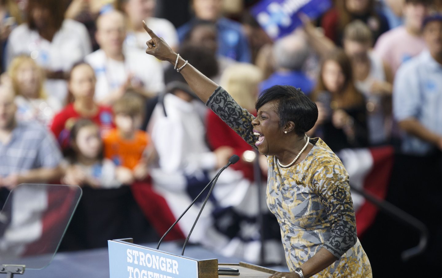 Cherelle Parker speaks at a podium