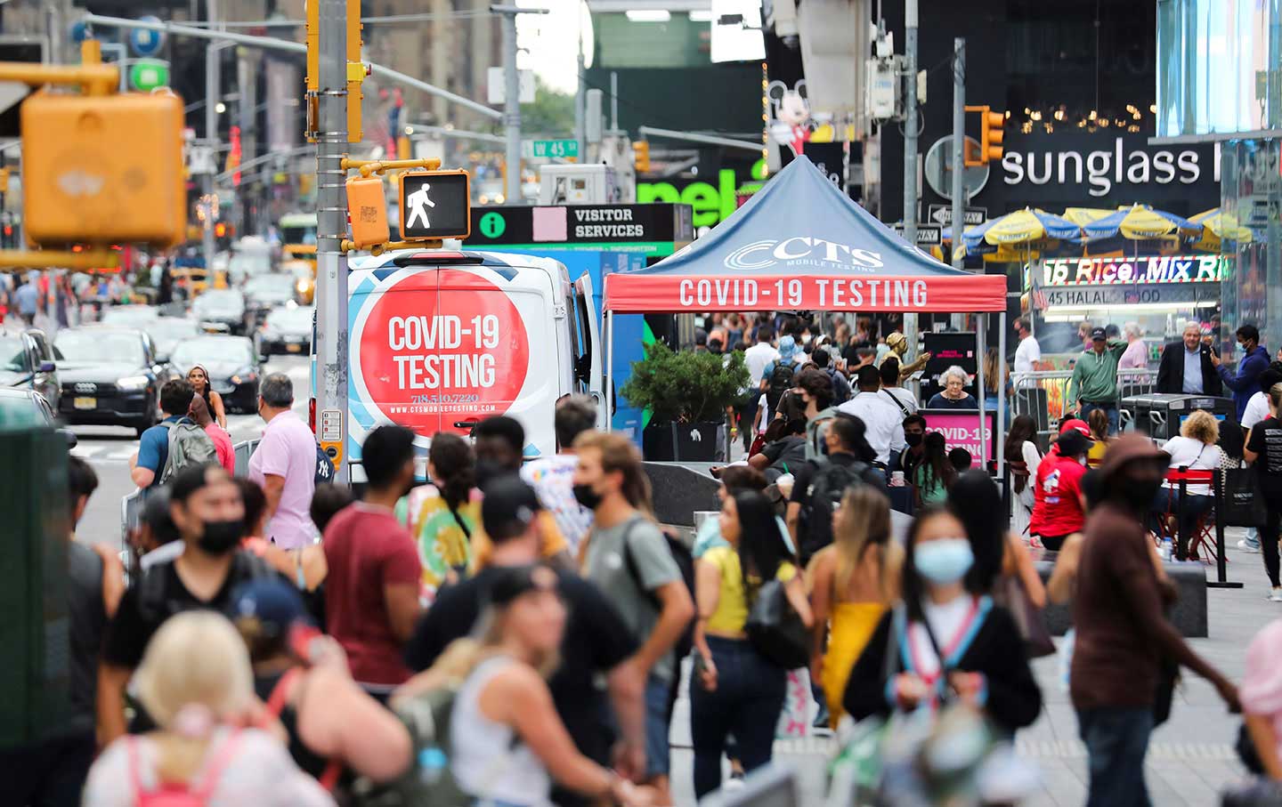 A mobile Covid-19 testing site in New York.