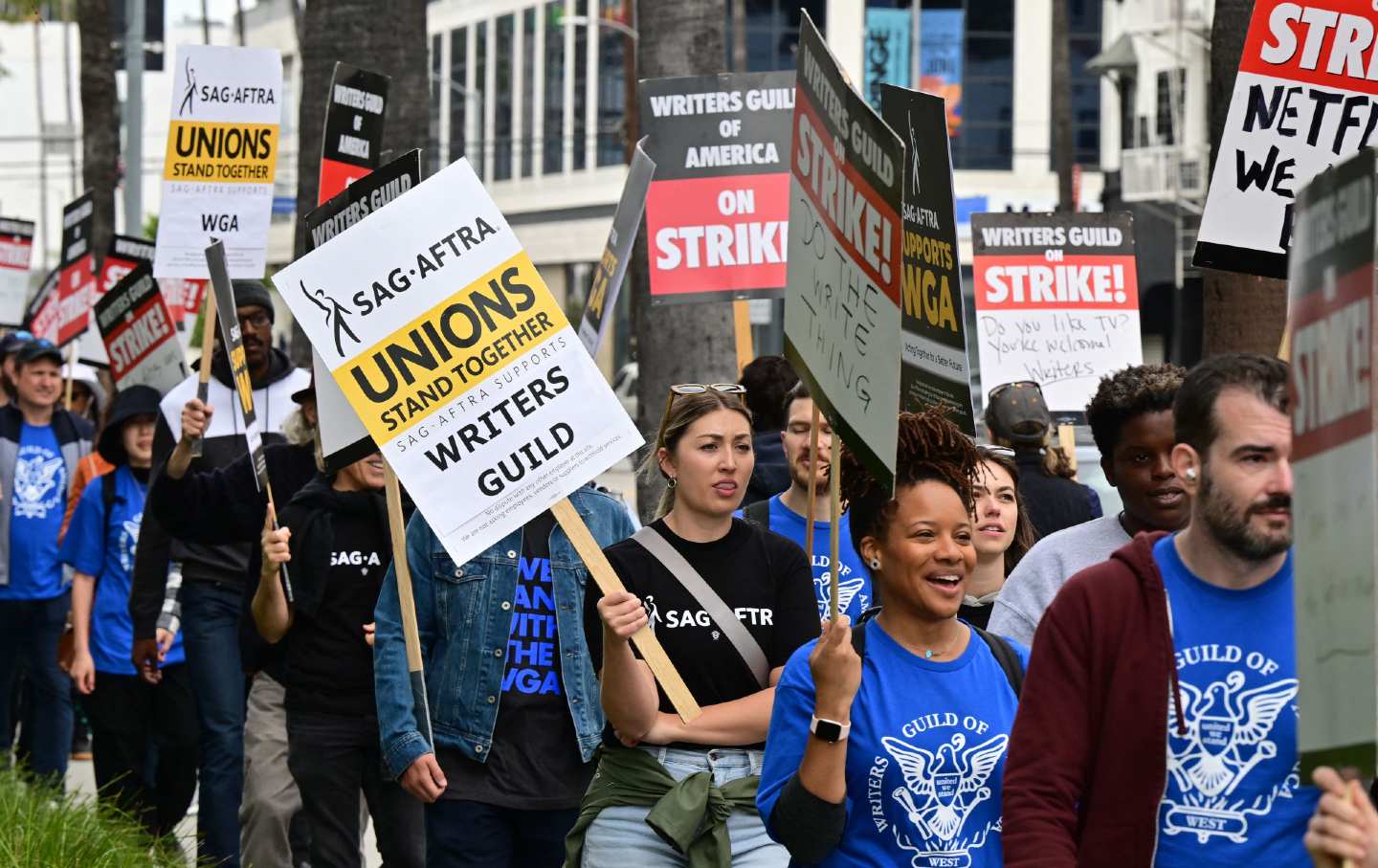 WGA strikers on the picket line