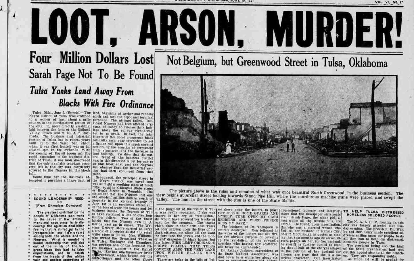 The front page of The Black Dispatch, a weekly newspaper published in Oklahoma City, on June 10, 1931.