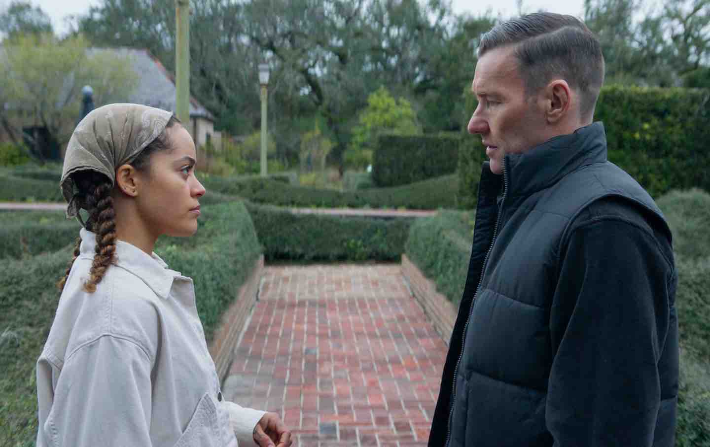 Quintessa Swindell and Joel Edgerton in “Master Gardener.”