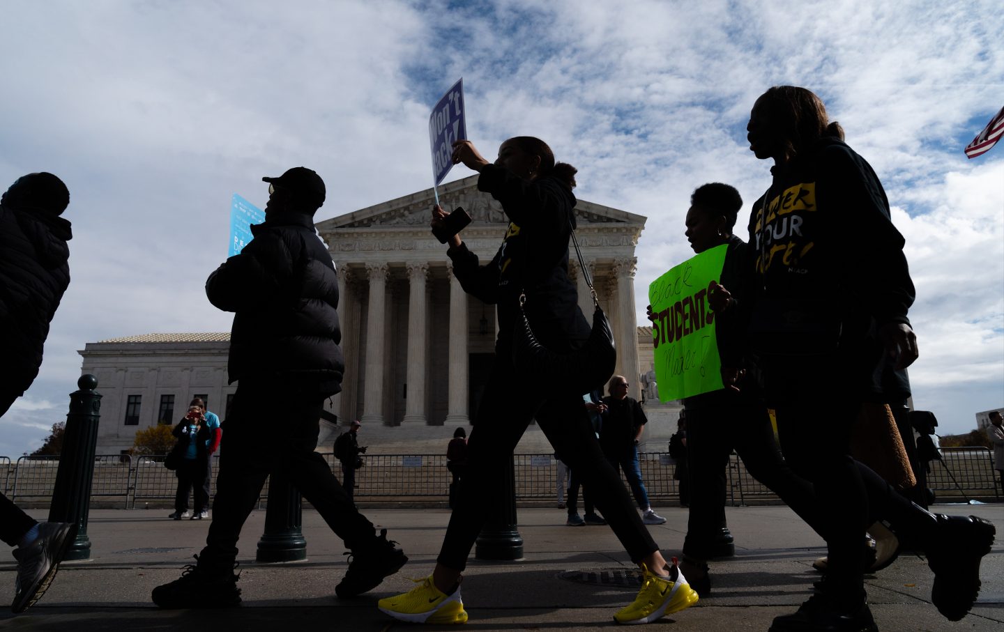 Supporters of affirmative action rally outside the Supreme Court in Washington, D.C., on October 31, 2022.
