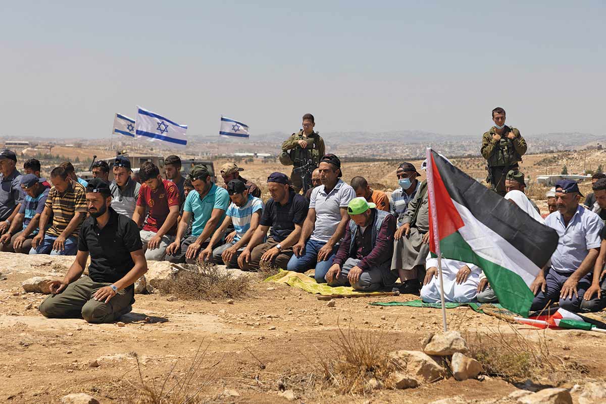 A demonstration near al-Tuwani in the South Hebron Hills protesting against the expansion of Avigail, an Israeli settlement.