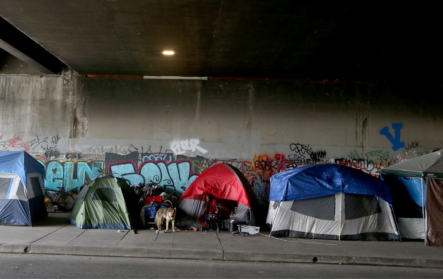 A tent city in Culver City, California.