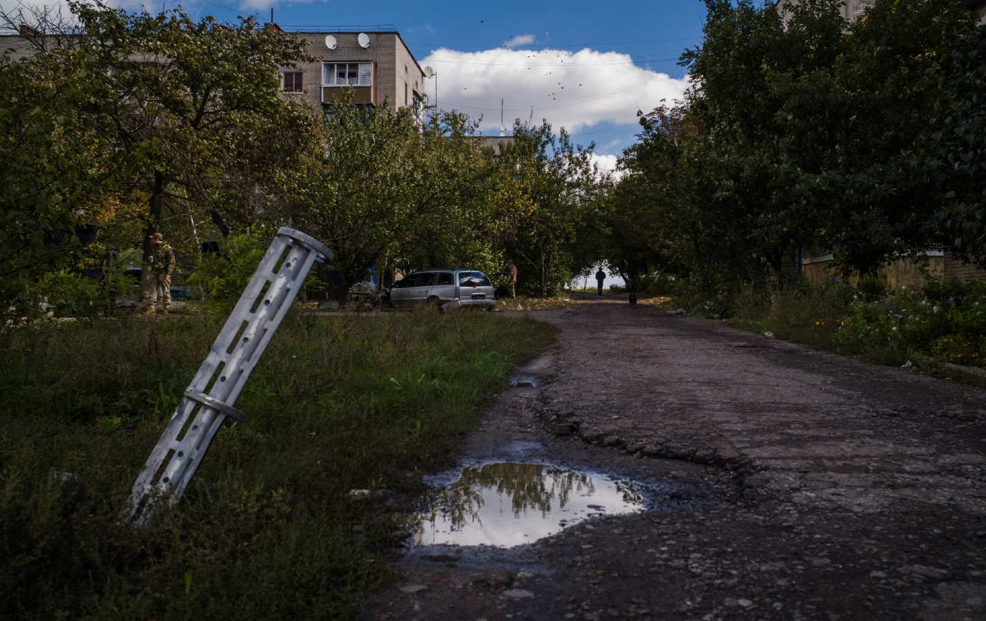 Cluster bomb on the side of a road in Ukraine