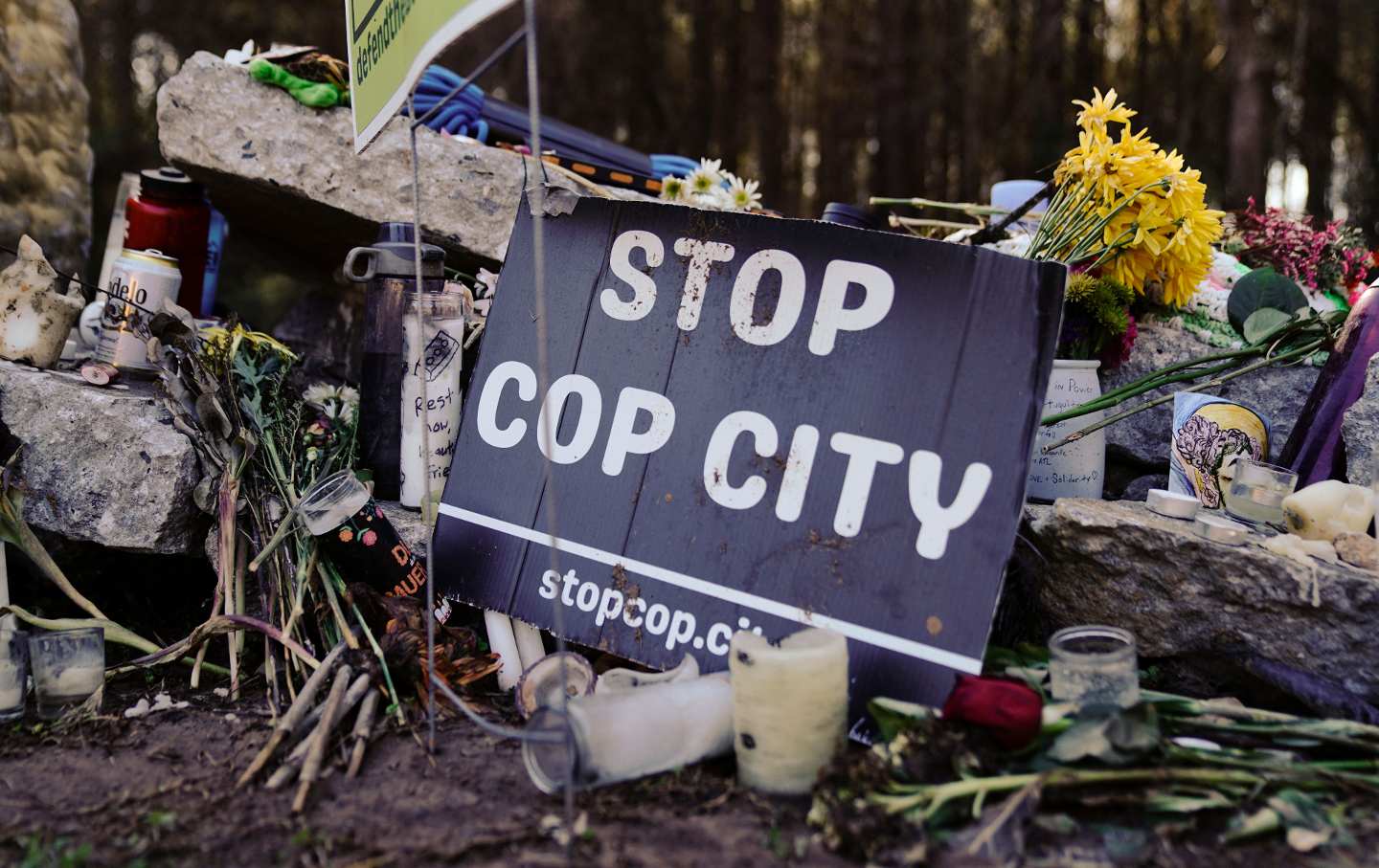 Makeshift memorial in honor of slain activist Tortuguita