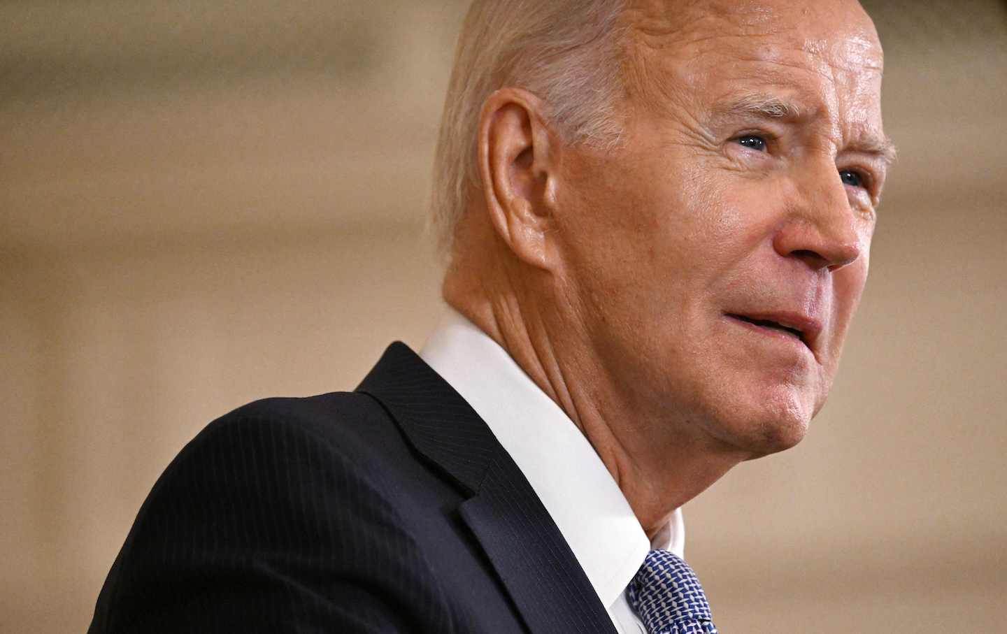 US President Joe Biden speaks in the East Room of the White House on the first anniversary of the Inflation Reduction Act, August 16, 2023.