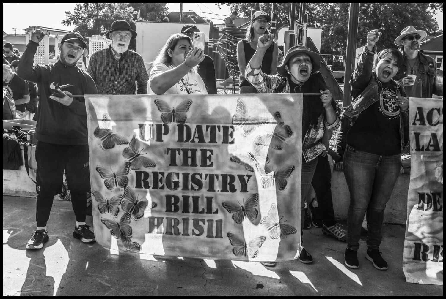 Farmworkers march in support of the Registry Bill in California