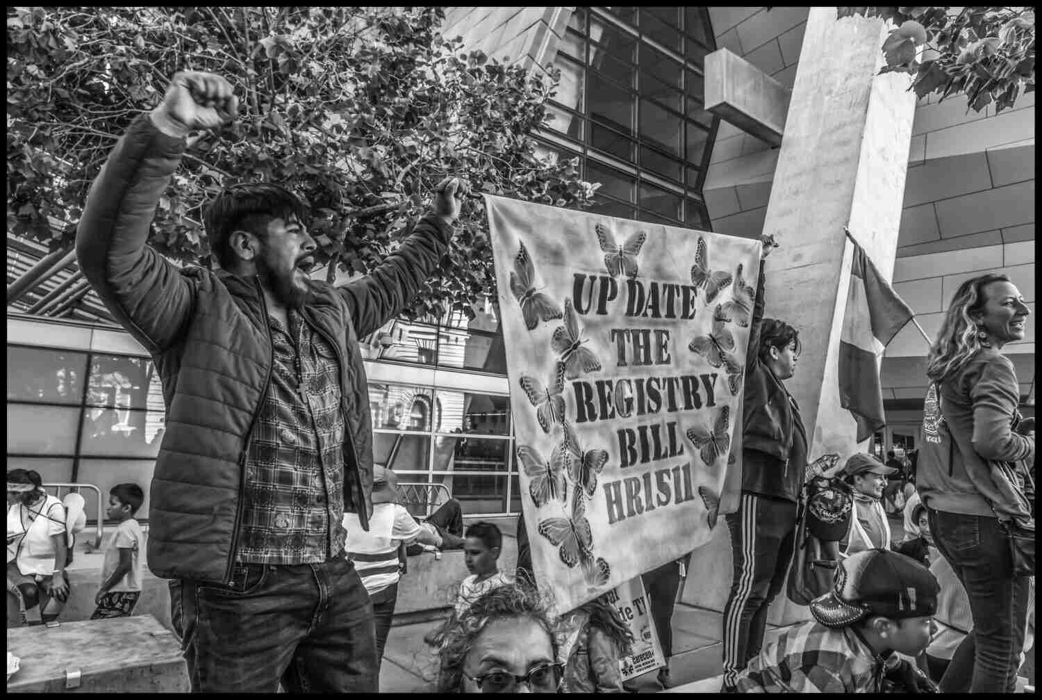 Farmworkers march in support of the Registry Bill in California